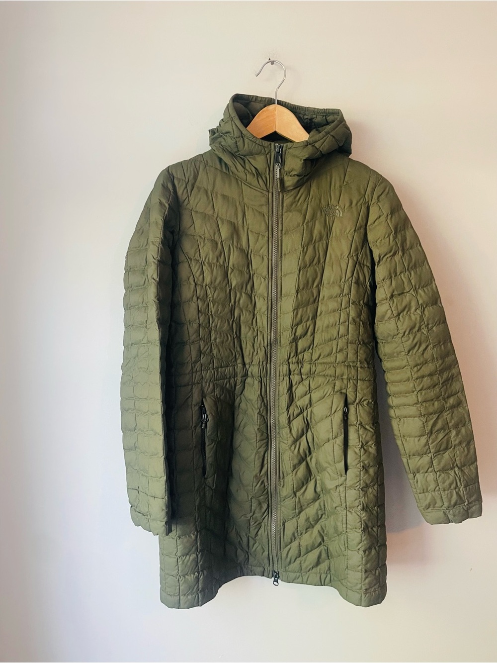 The North Face Thermoball Olive Green Quilted Hooded Jacket